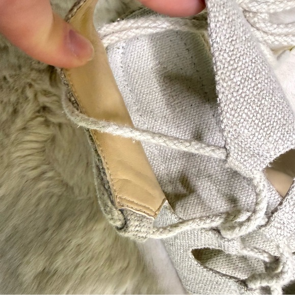 Michael Kors Lace Up Espadrille Sandals Beige Canvas Size 8 Gladiator - Picture 3 of 6